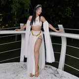 Ensemble Déesse Fantasy - Costume Lingerie Blanc 5 Pièces