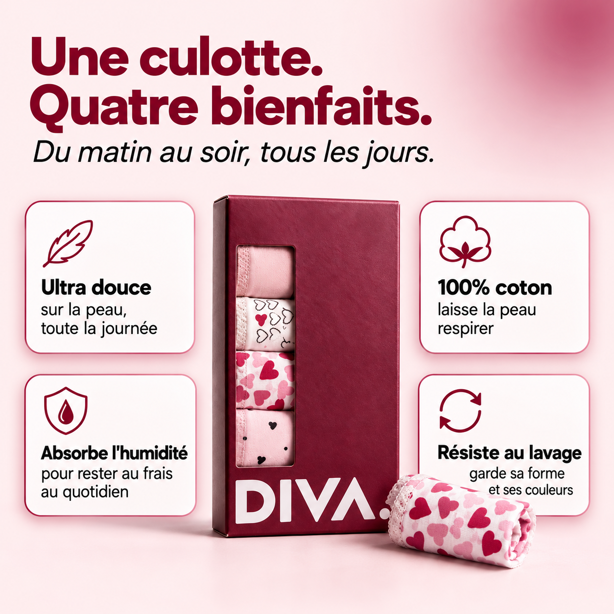 Lot 5 Culottes Ultra Douces - Coton Respirant & Confort